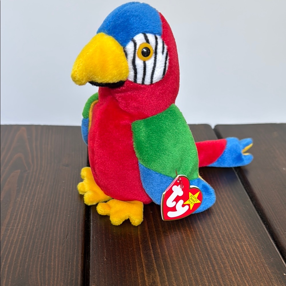 Beanie Baby Jabber Ty Colorful Parrot Plush Toy